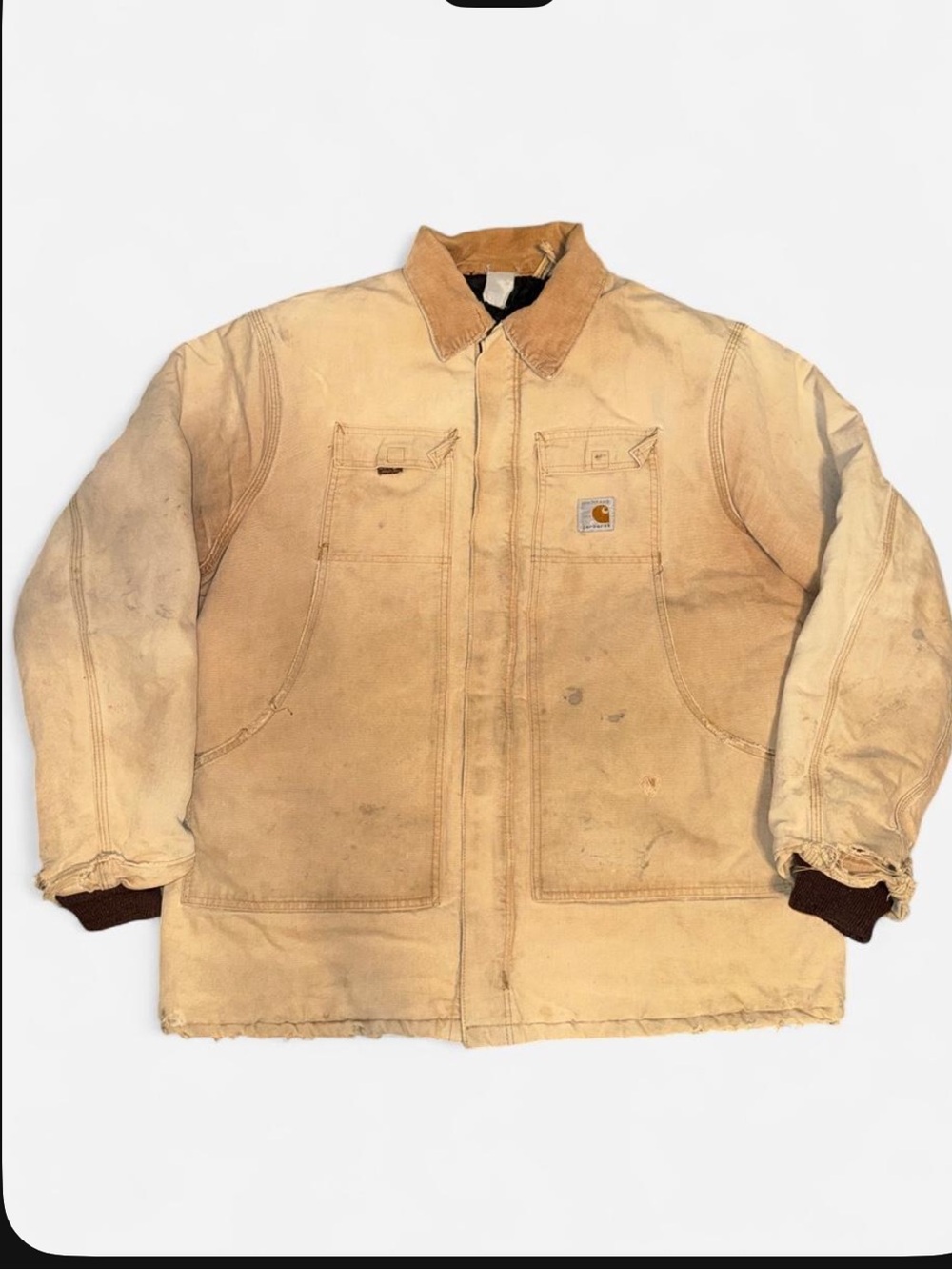 1989 Carhartt Centennial Made in USA Quilt Barn Chore Jacket Thrashed Distressed
